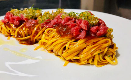 la ricetta di aldo ritrovato tagliolini tartare di fassona gramolada