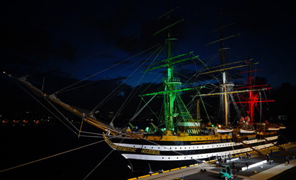 vespucci in collegamento per 75 anni del circolo della vela di roma